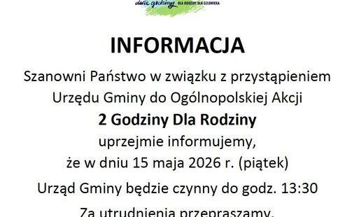 Ogólnopolska Akcja 2 Godziny Dla Rodziny 