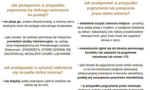 Zdjęcie do Wścieklizna u zwierząt wolno żyjących &ndash; zachowaj ostrożność i zgłaszaj padłe zwierzęta