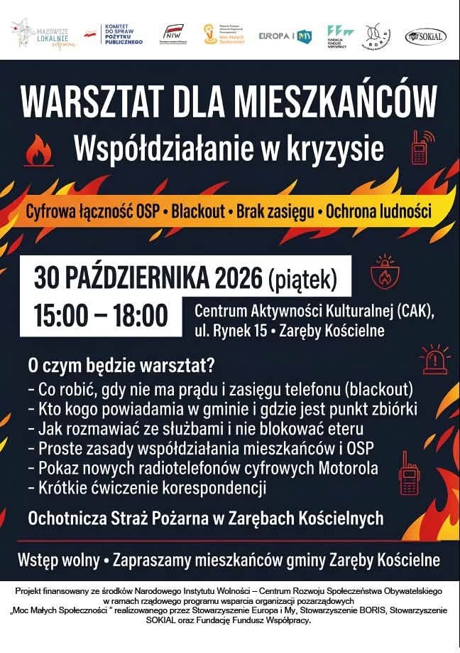 Warsztaty o współpracy mieszkańców ze służbami w Zarębach Kościelnych